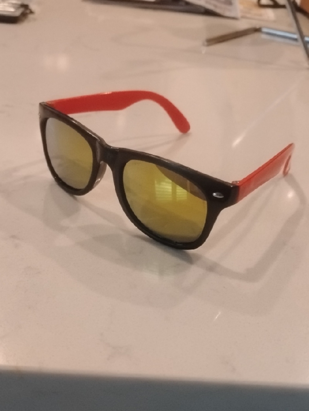 Kids Black and Red Sunglasses with Yellow Lenses